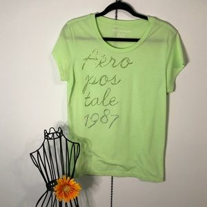 *** SOLD*** Neon Green Bling Rhinestone 1987 Graphic Logo Tee